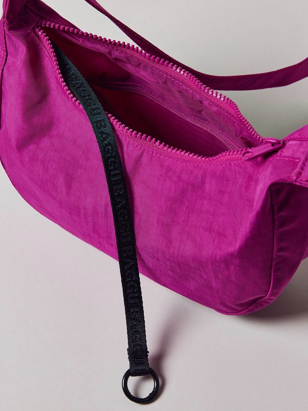 BAGGU Small Nylon Crescent Bag - Deep Fuchsia - Picture 4 of 8